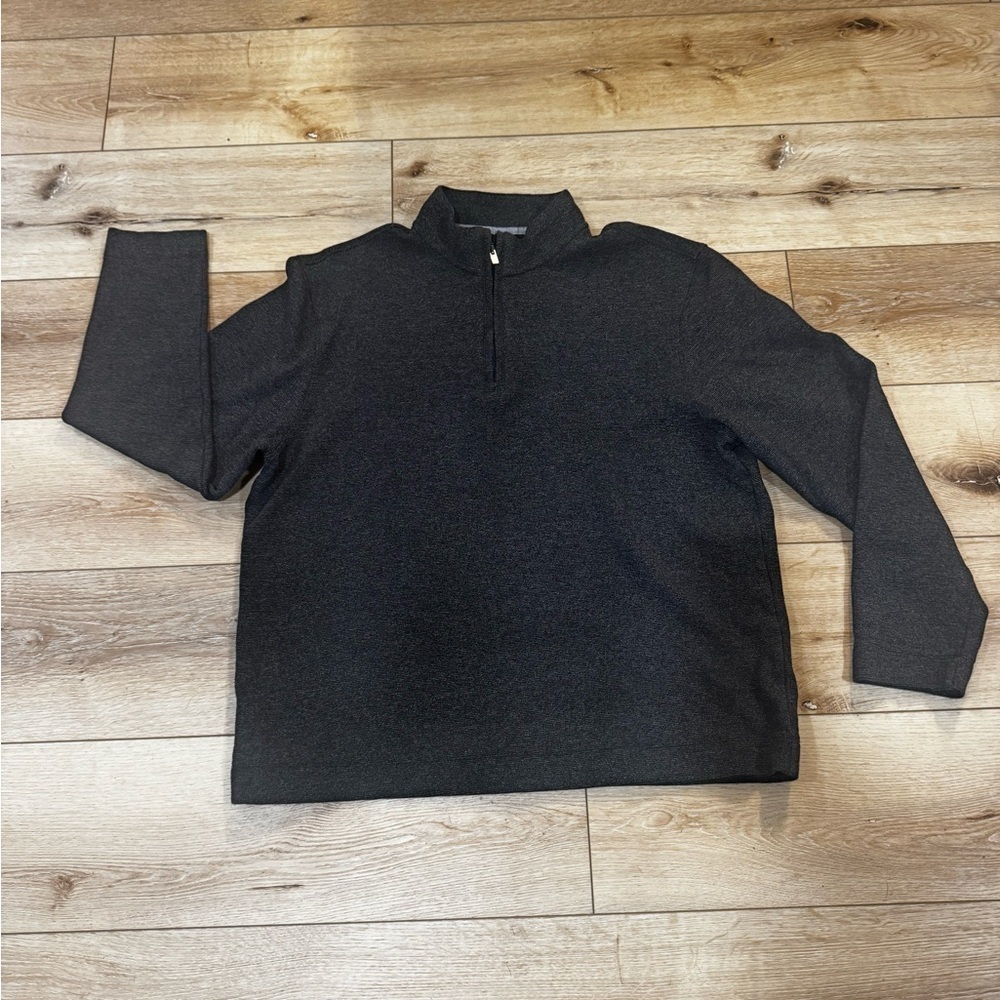 Van Heusen dark heathered gray quarter zip pullover sweater, low collar, L. - Picture 2 of 9